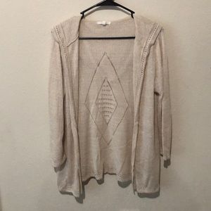 Maurices hooded cream 3/4 length sweater
